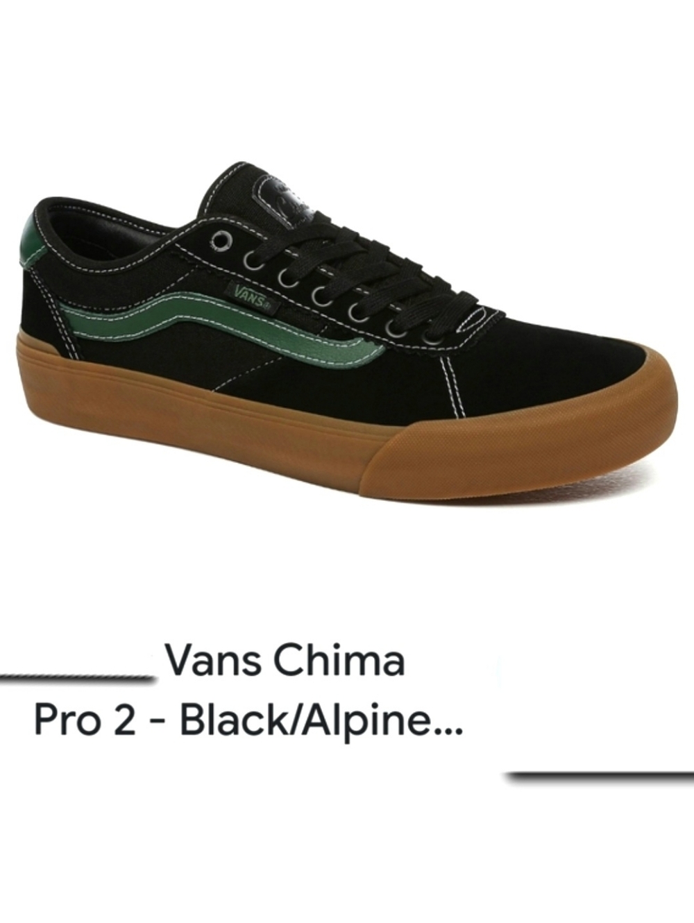 Vans Chima Ferguson Pro2 Skate Sneaker Black Canvas/Alpine Green Leather Sz 6½